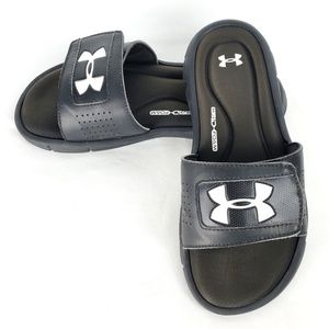 Under Armour Unisex Black Slides w/4D Foam Sole 6Y
